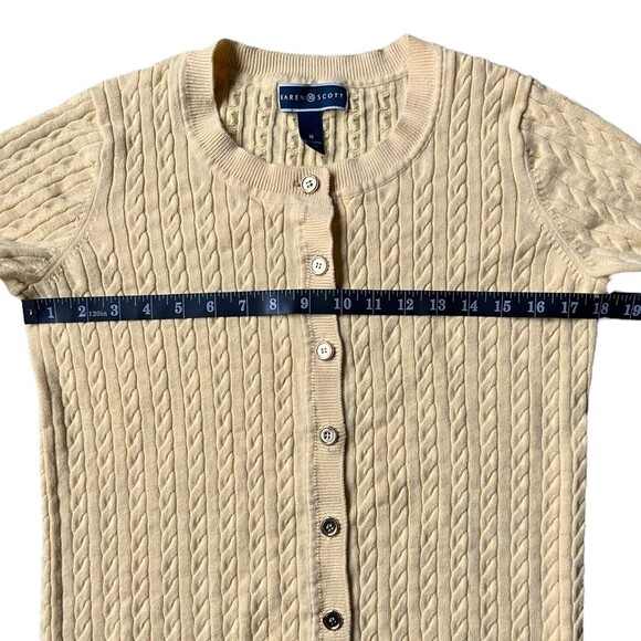 Karen Scott Women's Yellow Cable Knit Button Up Cardigan Sweater Medium M EUC - Picture 6 of 10